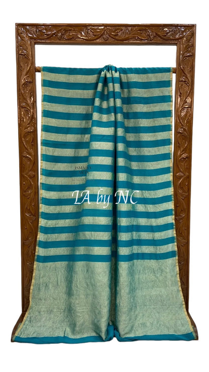 Teal Banarasi Pure Munga Silk Saree