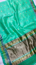 Turquoise Banarasi Pure Kora Silk Kadwa Saree