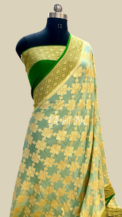 Tea Banarasi Pure Khaddi Georgette Saree