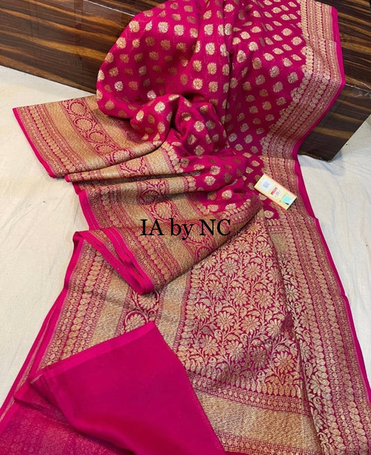 Ruby Banarasi Pure Khaddi Georgette Saree