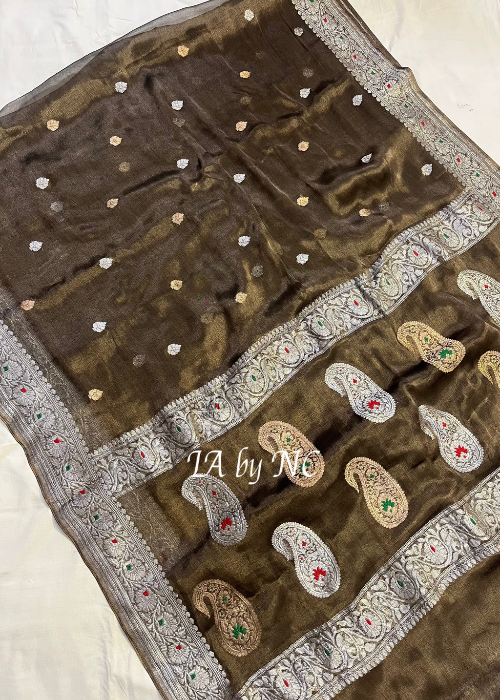 Hickory Banarasi Pure Khaddi Tissue Georgette Kadwa Saree