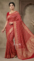 Crimson Banarasi Pure Khaddi Georgette Sona Rupa Saree