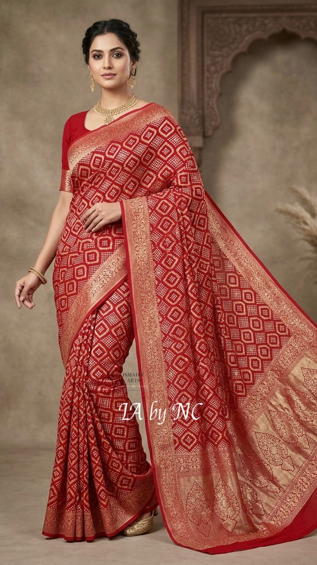 Crimson Banarasi Pure Khaddi Georgette Sona Rupa Saree