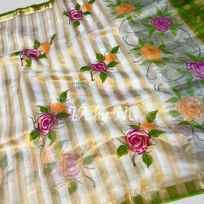 Offwhite Banarasi Pure Tissue Silk Saree