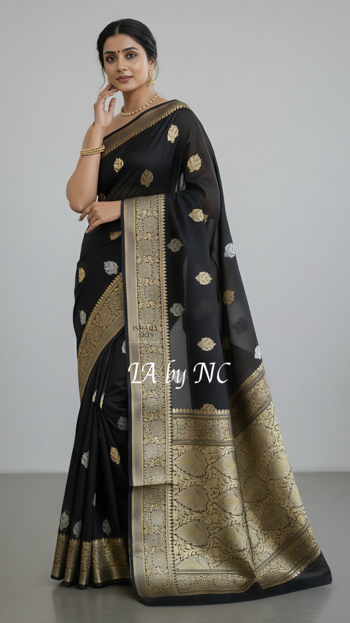 Black Banarasi Pure Kora Organza Kadwa Saree