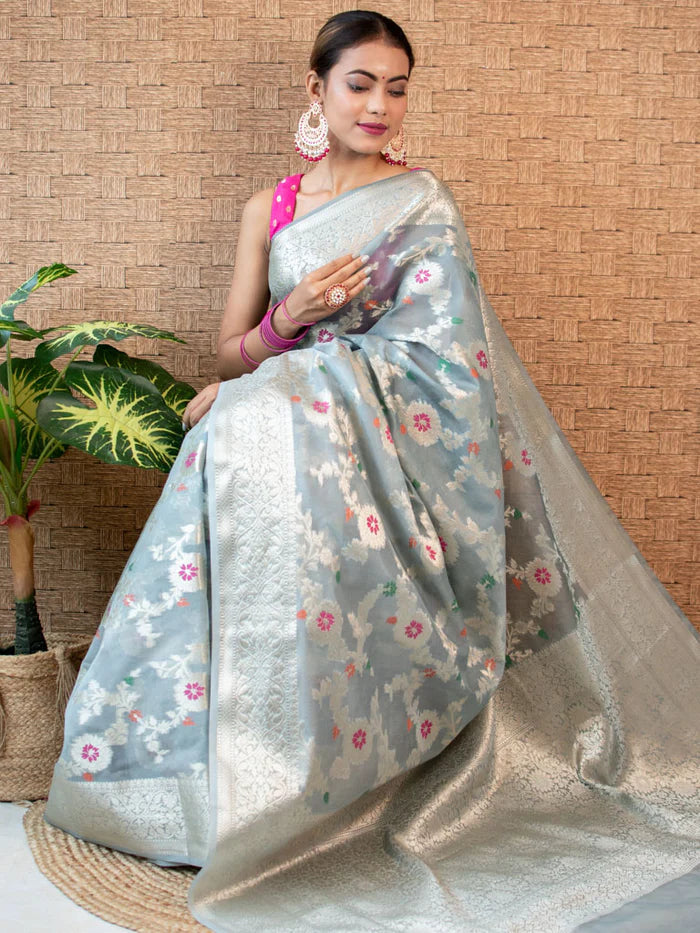 Banarasi Blend Khaddi Georgette Meena Saree