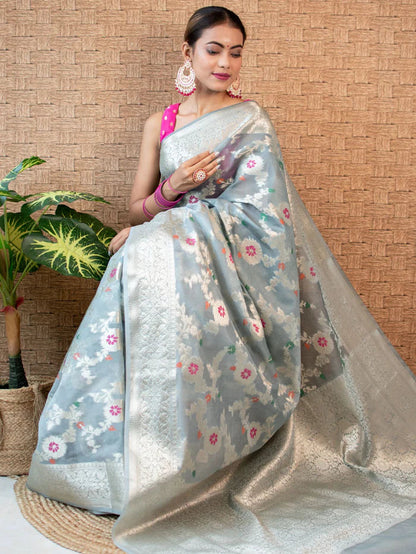 Banarasi Blend Khaddi Georgette Meena Saree