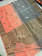 Peach Banarasi Pure Kora Silk Kadwa Saree
