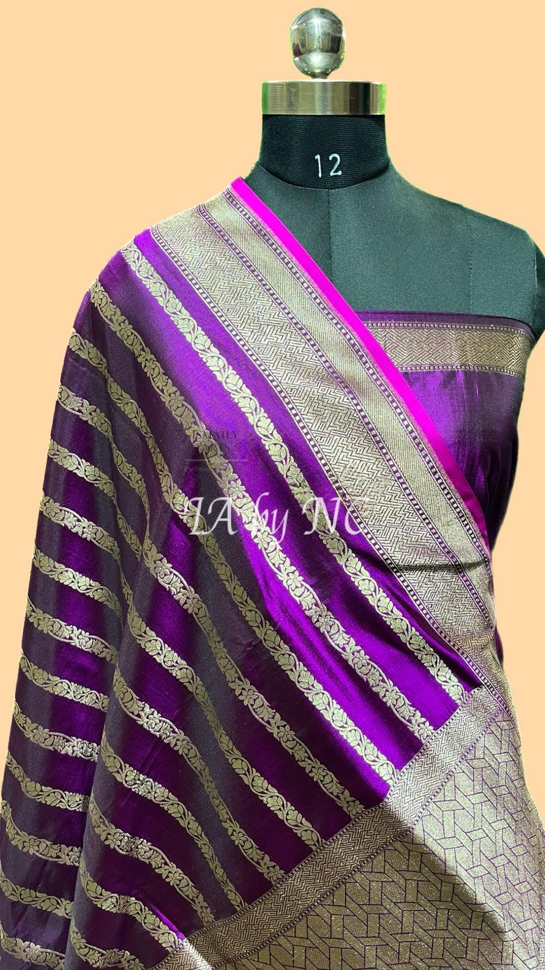 Grape Banarasi Pure Katan Silk Pattu Saree