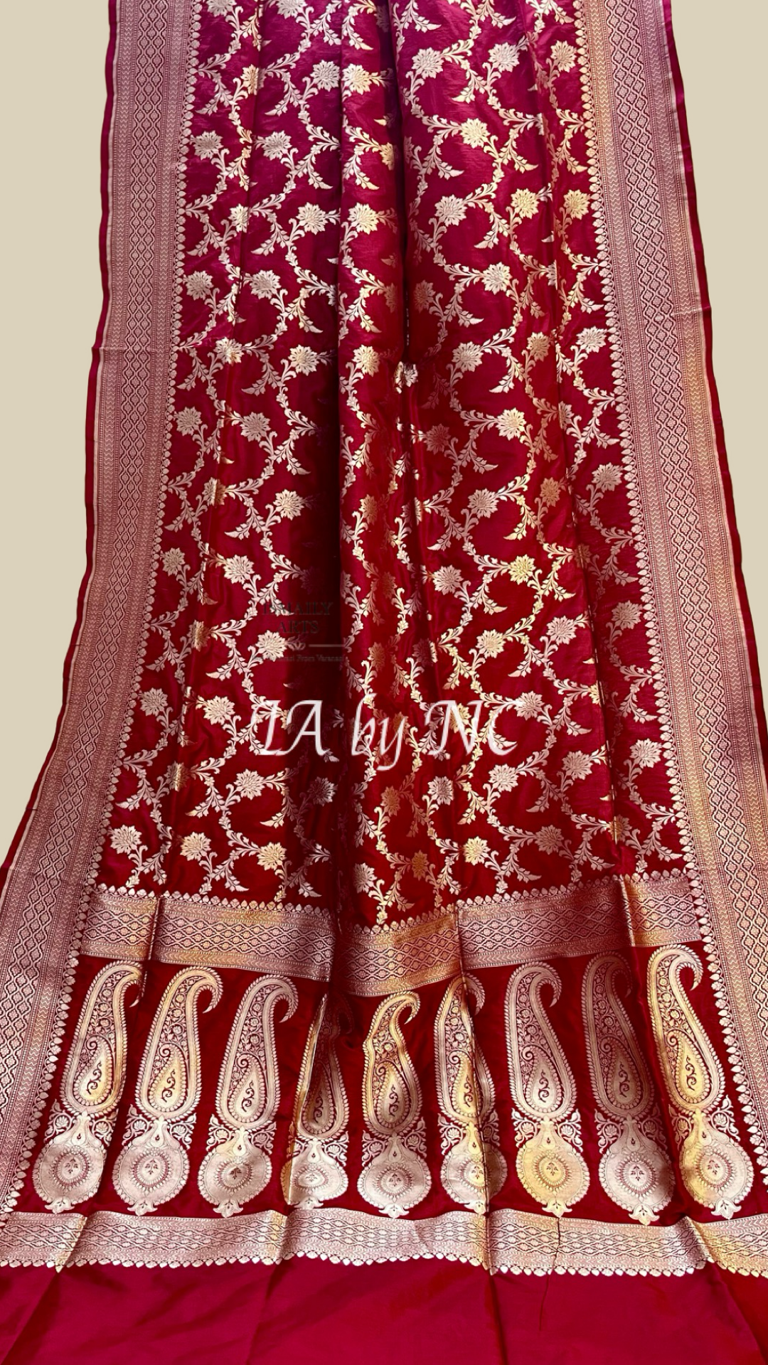 Carmine Banarasi Pure Katan Silk Pattu Saree