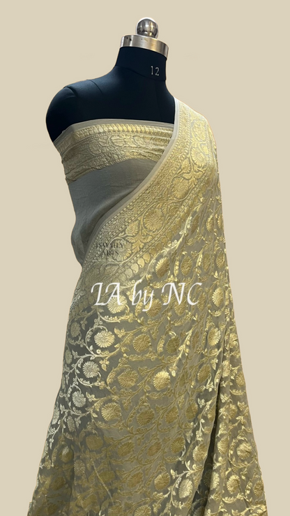 Stone Banarasi Pure Khaddi Georgette Saree