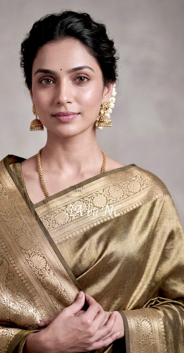 Black Banarasi Pure Tissue Silk Saree