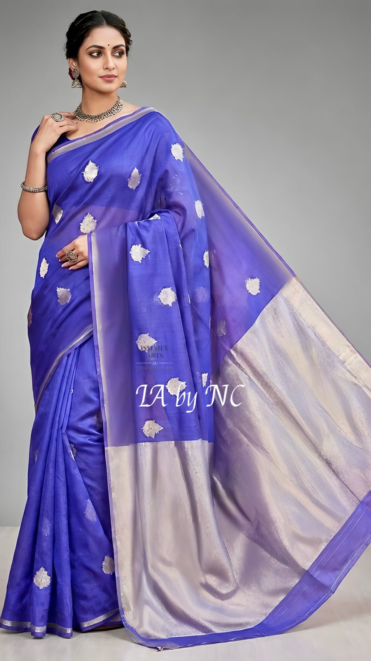 Grape Banarasi Pure Kora Organza Kadwa Saree