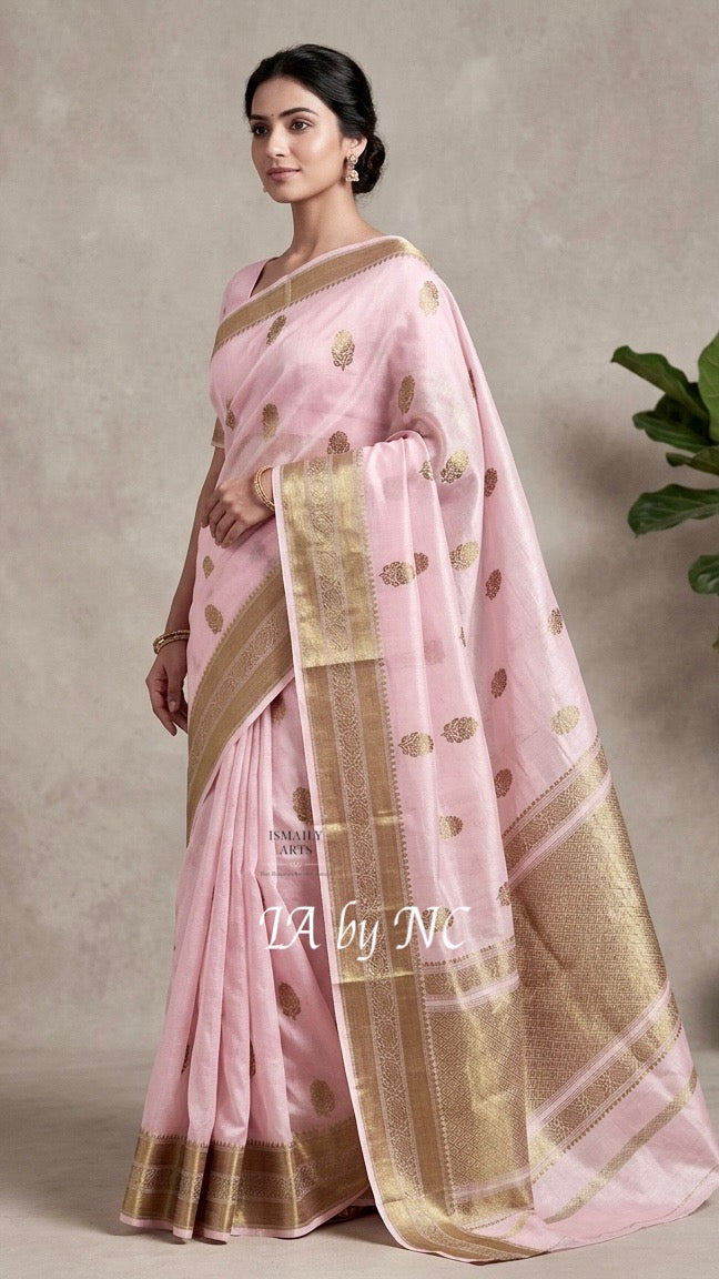 Baby Banarasi Pure Kora Organza Kadwa Saree