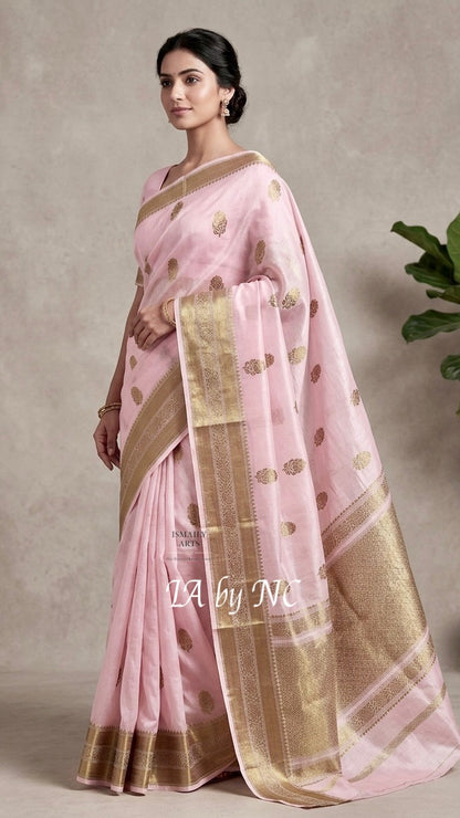 Baby Banarasi Pure Kora Organza Kadwa Saree
