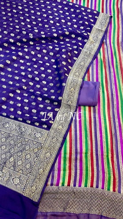 Grape Banarasi Pure Khaddi Georgette Dress materials