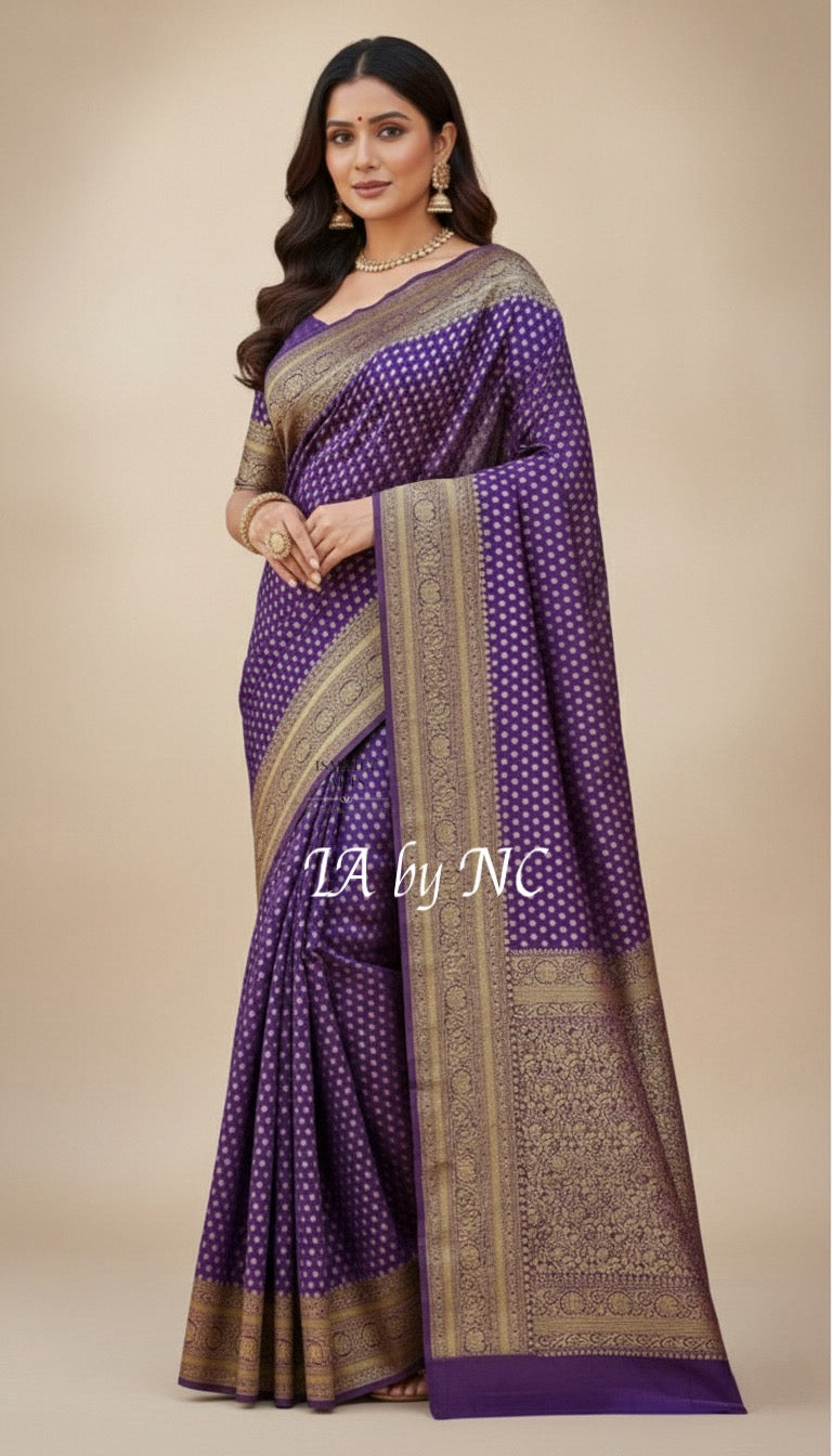 Purple Banarasi Pure Khaddi Georgette Saree