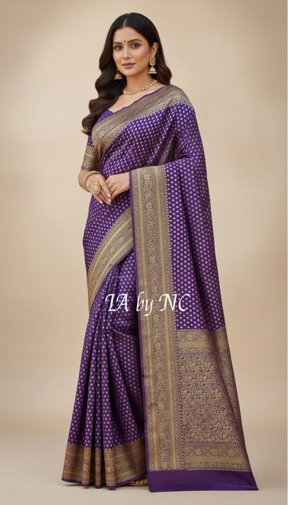 Purple Banarasi Pure Khaddi Georgette Saree