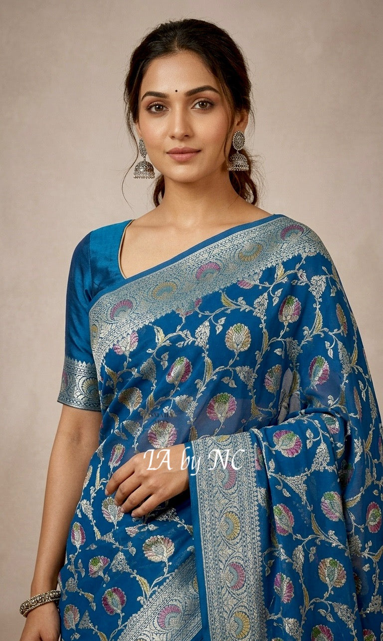 Sapphire Banarasi Pure Khaddi Georgette Saree