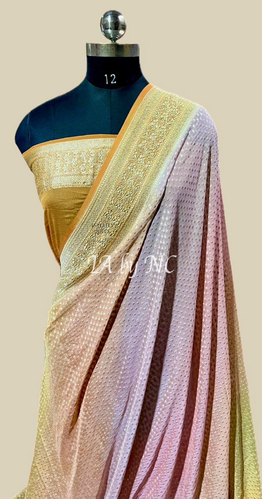 Turmeric Banarasi Pure Khaddi Georgette Saree