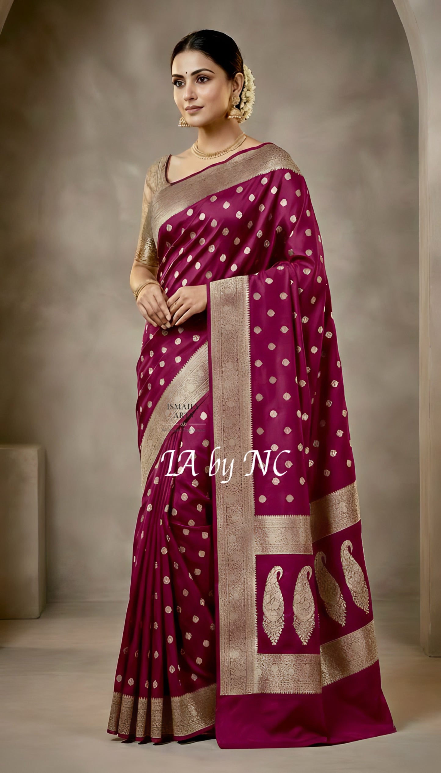 Plum Banarasi Mashru Katan Silk Saree