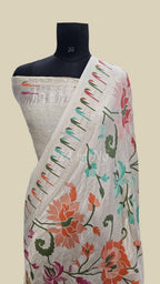 OffWhite Banarasi Pure Khaddi Tussar Georgette Brocade Saree