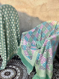 Mint Banarasi Pure Khaddi Tissue Georgette Dress Materials