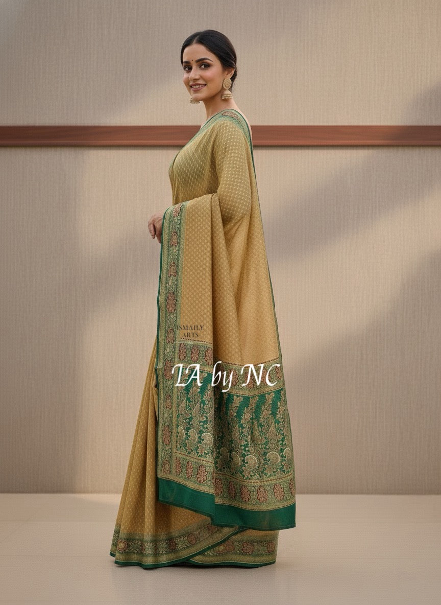 Dijon Banarasi Pure Khaddi Georgette Saree