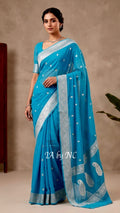 Azure Banarasi Pure Khaddi Georgette Kadwa Saree