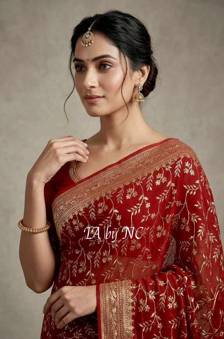 Barn Banarasi Pure Khaddi Georgette Saree