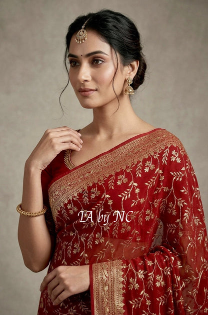 Barn Banarasi Pure Khaddi Georgette Saree