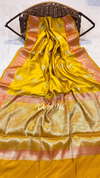 Tuscany Banarasi Pure Katan Silk Raw Mango Saree