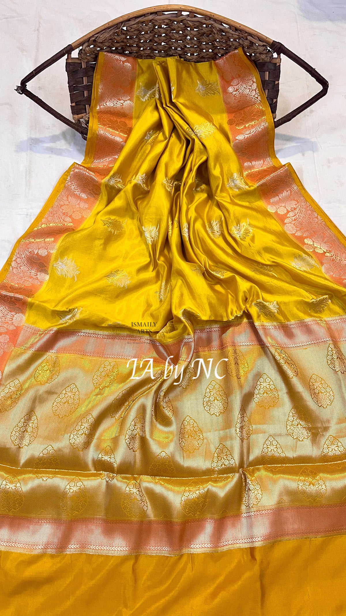 Tuscany Banarasi Pure Katan Silk Raw Mango Saree