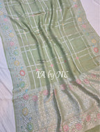 Tea Banarasi Pure Khaddi Tussar Georgette Paithani Saree