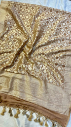Beige Banarasi Pure Munga Silk Dupatta