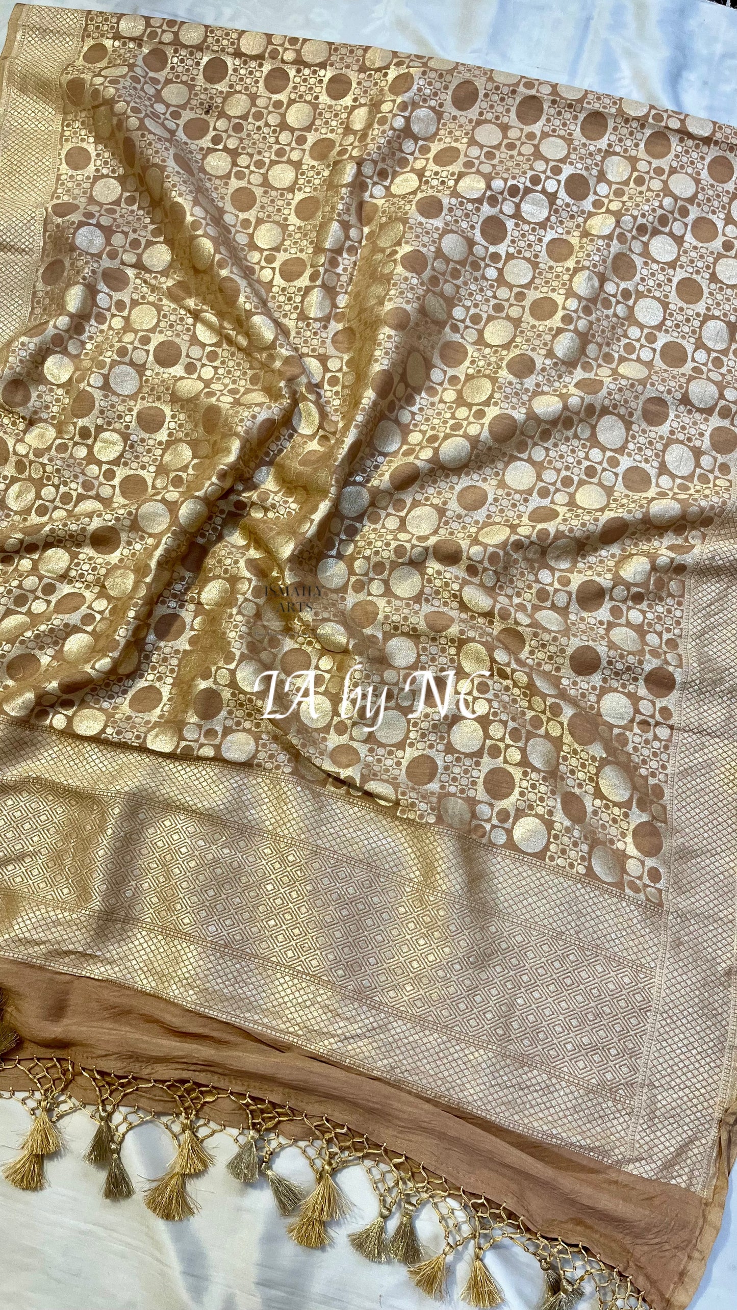 Beige Banarasi Pure Munga Silk Dupatta