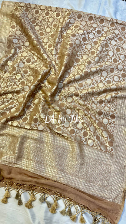 Beige Banarasi Pure Munga Silk Dupatta