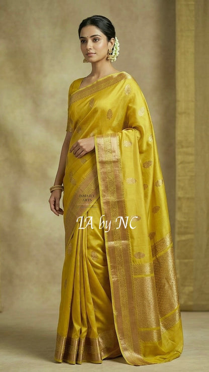 Trombone Banarasi Pure Kora Silk Kadwa Saree