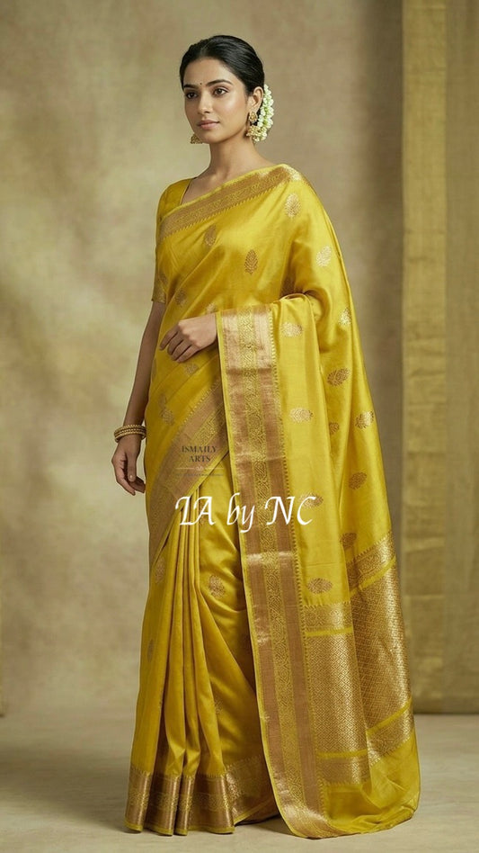 Trombone Banarasi Pure Kora Silk Kadwa Saree