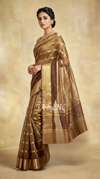 Walnut Banarasi Pure Tissue Silk Saree