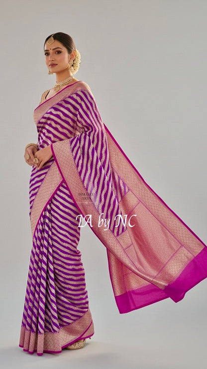 Grape Banarasi Pure Khaddi Georgette Saree