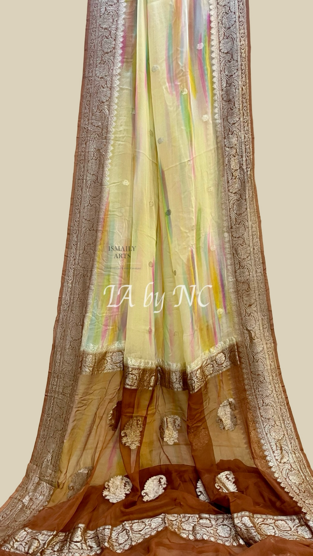 Russet Banarasi Pure Khaddi Georgette Kadwa Saree