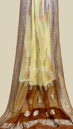 Russet Banarasi Pure Khaddi Georgette Kadwa Saree