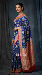 Navy Banarasi Pure Chiffon Georgette Saree