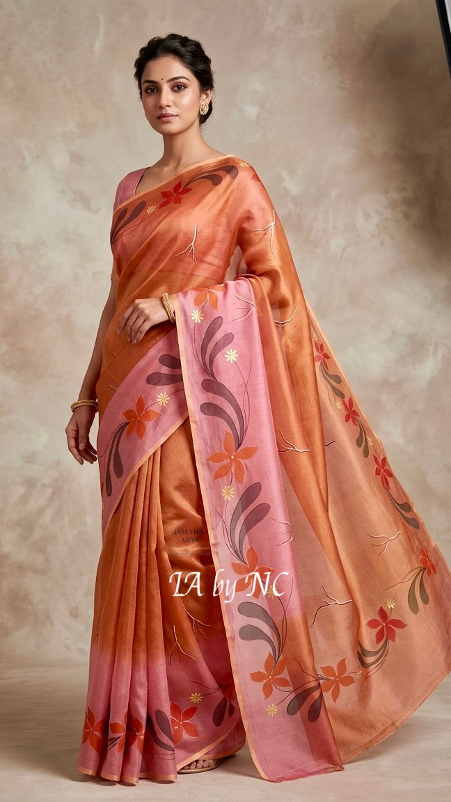 French Banarasi Pure Kora Silk Saree