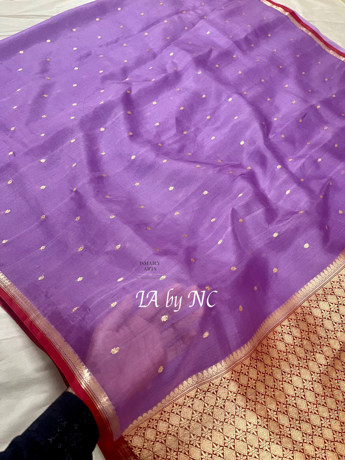 Amethyst Banarasi Pure Kora Silk Kadwa Saree