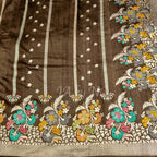Mahogany Banarasi Pure Khaddi  Tussar Georgette Paithani Saree
