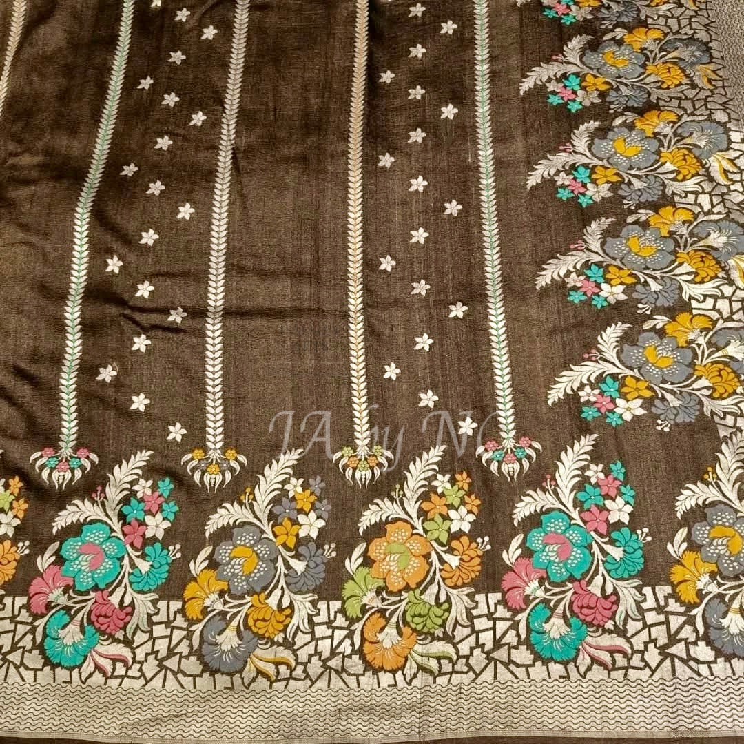 Mahogany Banarasi Pure Khaddi  Tussar Georgette Paithani Saree