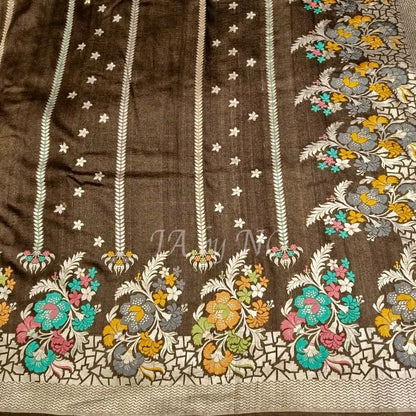 Mahogany Banarasi Pure Khaddi  Tussar Georgette Paithani Saree