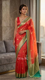 Imperial Banarasi Pure Kora Silk Kadwa Saree